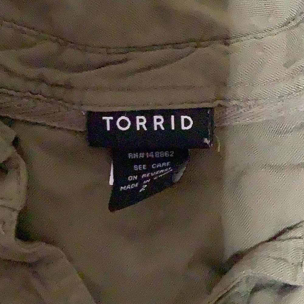 Torrid Embroidered Twill Olive Green Button Down Shirt - Picture 3 of 3